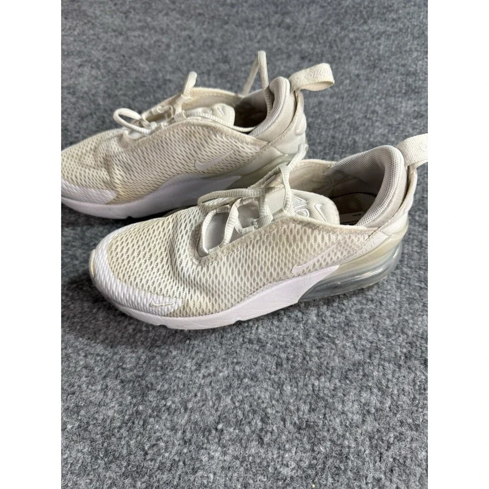 Nike Air Max 270 Kids Sneakers Size 2.5Y White Lace‑Up Athletic Shoes